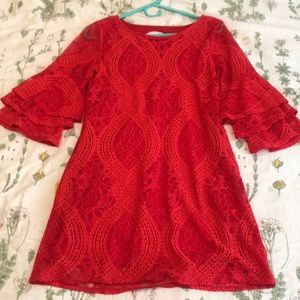 Francesca’s, Red lace bell-sleeve dress